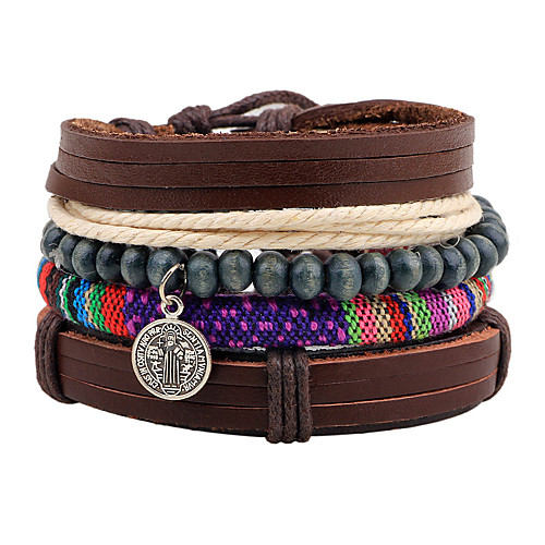 

Women's Men's Bead Bracelet Wrap Bracelet Leather Bracelet Ethnic Colorful Fashion Wooden Bracelet Jewelry Brown For Gift Carnival