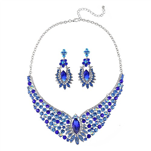 

Women's Crystal Synthetic Diamond High End Crystal Drop Earrings Necklace Ladies Classic Fashion Oversized Crystal Imitation Diamond Earrings Jewelry Blue For Party Ceremony