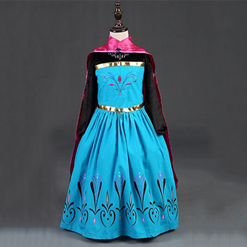 

Princess Fairytale Anna Dress Cloak Flower Girl Dress Kid's Girls' A-Line Slip Dresses Cover Up Vacation Dress Christmas Halloween Masquerade Festival / Holiday Silk / Cotton Blend Red Easy Carnival