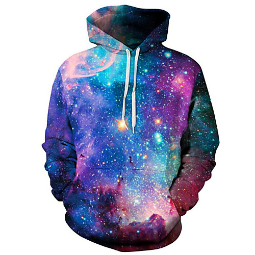 

Men's Plus Size Hoodie Galaxy 3D Starry Sky Hooded Daily Weekend 3D Print Active Hoodies Sweatshirts Long Sleeve Purple / Winter / Spring