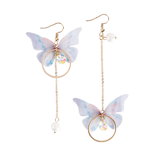 

Women's Pearl Drop Earrings Dangle Earrings Mismatched Long Butterfly Ladies Fashion Imitation Pearl Earrings Jewelry Gold For Party