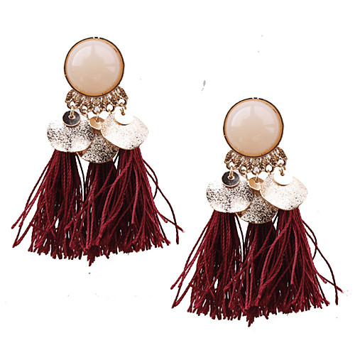 

Women's Resin Drop Earrings Tassel Fringe Chandelier Ladies Tassel Bohemian European Boho Resin Earrings Jewelry Light Coffee / Red / Gold For Party