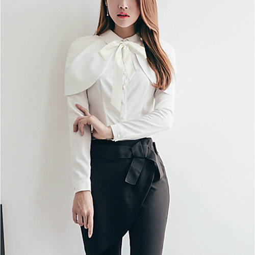 

Women's Shirt Solid Colored Long Sleeve Going out Tops Sophisticated White