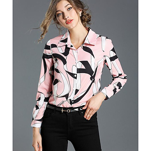 

Women's Shirt Print Long Sleeve Daily Tops Blushing Pink