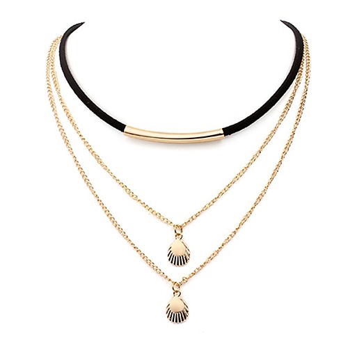

Women's Layered Necklace Shell Ladies Simple Fashion Alloy Gold Necklace Jewelry For Daily