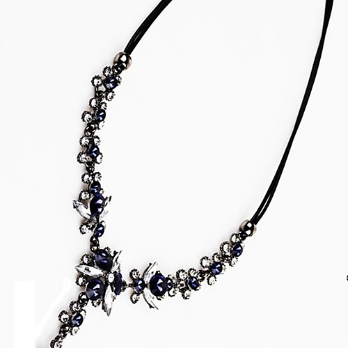 

Women's Crystal Y Necklace Flower Ladies Classic Fashion Crystal Alloy Dark Blue Necklace Jewelry For Party Ceremony