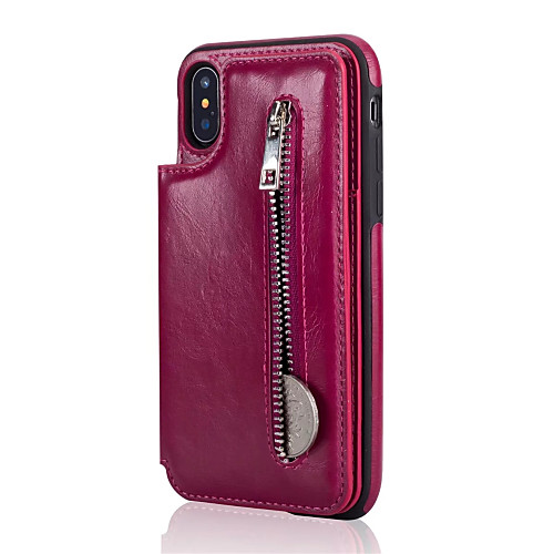 

Phone Case For Apple Back Cover Leather iPhone 11 iPhone 11 Pro iPhone 11 Pro Max iPhone X iPhone 8 Plus iPhone 8 iPhone 7 Plus iPhone 7 iPhone 6s Plus iPhone 6s Card Holder with Stand Solid Color