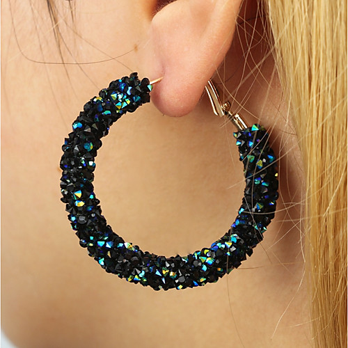 

Women's Crystal Hoop Earrings Statement Ladies Simple Fashion Crystal Earrings Jewelry Black / White / Rainbow For Gift Daily