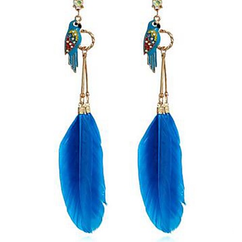 

Women's Drop Earrings Parrot Classic Fashion Feather Imitation Diamond Earrings Jewelry Fuchsia / Blue For Daily