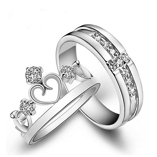 

Couple Rings Diamond White Copper Crown Fashion 2pcs Adjustable / Couple's / Couple's / Cubic Zirconia / Band Ring