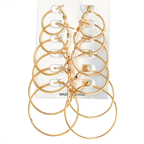 

Women's Hoop Earrings Ladies Rock Oversized Earrings Jewelry Silver / Gold For Evening Party Carnival 12pcs