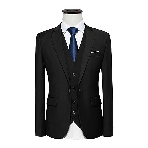 

Men's Blazer Work Solid Colored Spandex / Cotton Men's Suit Wine / Gray / White - Peaked Lapel / Fall / Spring / Long Sleeve
