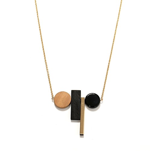 

Women's Pendant Necklace Ladies Simple Fashion Wooden Resin Alloy Gold Necklace Jewelry For Daily
