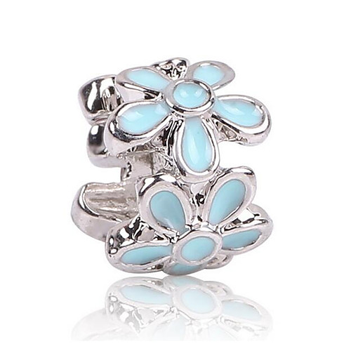 

DIY Jewelry 1 pcs Beads Zircon Alloy Black Light Blue Flower Bead 0.5 cm DIY Necklace Bracelet