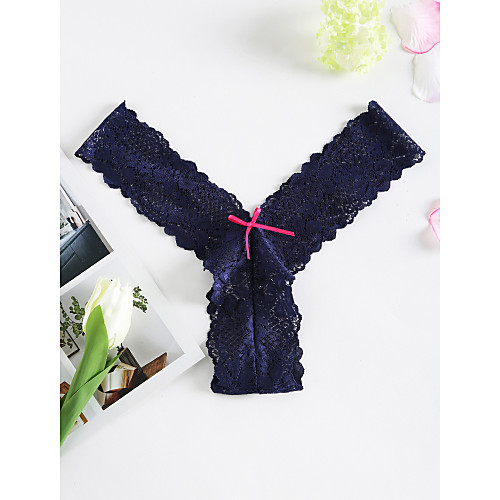 

Women's Lace Solid Colored G-strings & Thongs Panties / Ultra Sexy Panty Low Waist Super Sexy Cotton Purple One-Size