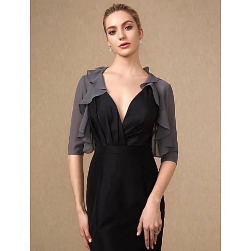 

Half Sleeve Shrugs Chiffon Wedding / Party / Evening Women's Wrap With Cascading Ruffles