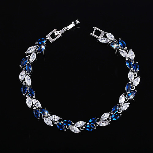 

Women's Synthetic Diamond Bracelet Rhinestone Bracelet Jewelry White / Green / Red For Wedding Party / Silver Plated