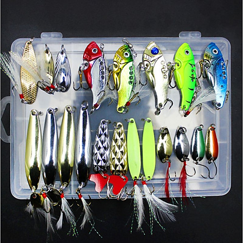 

20 pcs Lure kit Fishing Lures Spoons Vibration / VIB Sinking Bass Trout Pike Sea Fishing Fly Fishing Bait Casting