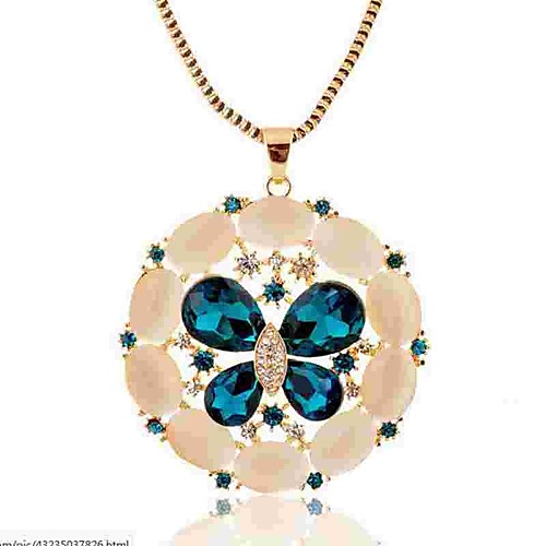 

Women's Crystal Synthetic Diamond Pendant Necklace Butterfly Ladies Classic Fashion Alloy Gold Necklace Jewelry For Daily Formal