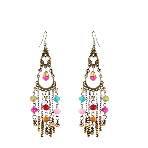 

Women's Stud Earrings Tassel Fashion Earrings Jewelry Green / Blue / Rainbow For Daily
