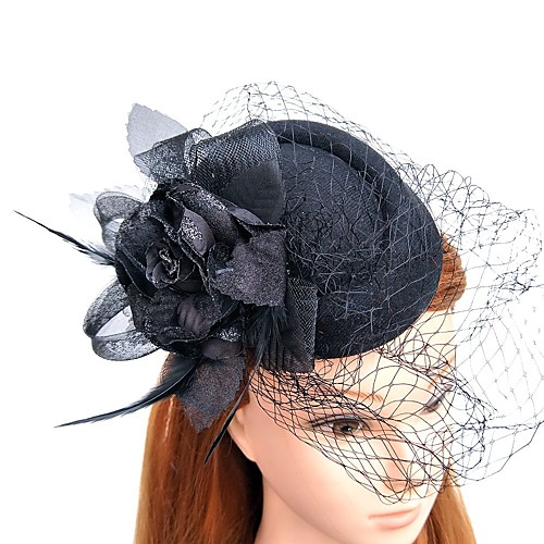 

Feather / Net Fascinators / Hats with Feathers / Fur 1pc Wedding / Special Occasion / Horse Race Headpiece