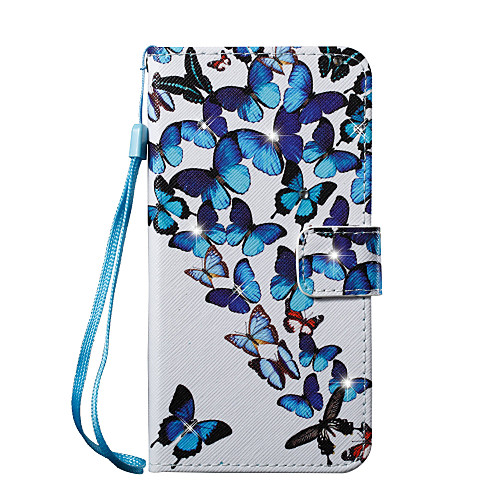 

Case For Apple iPhone 8 Plus / iPhone 8 / iPhone 7 Plus Wallet / Card Holder / Rhinestone Full Body Cases Butterfly Hard PU Leather