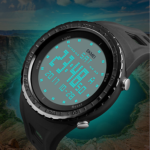 

SKMEI Men's Sport Watch Digital Watch Digital Quilted PU Leather Black / Blue / Green 50 m Water Resistant / Waterproof Calendar / date / day Chronograph Digital Luxury Casual Fashion - Gray Green