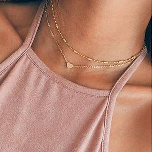 

Women's Pendant Necklace Layered Heart Ladies Multi Layer Alloy Gold Silver Necklace Jewelry Two-piece Suit For Gift Daily