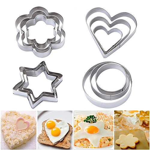 

12pcs Star Heart Flower Cookie Cutter Set Stainless Steel Cake Mold