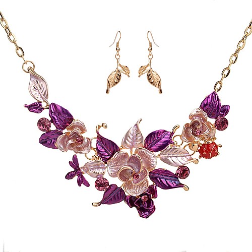 

Women's Drop Earrings Necklace Flower Classic Fashion Imitation Diamond Earrings Jewelry Purple / Blue For Engagement Ceremony