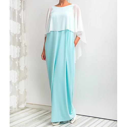 

Women's Swing Dress Maxi long Dress Black Light Blue Half Sleeve Color Block Spring Summer Round Neck Streetwear Going out M L XL XXL
