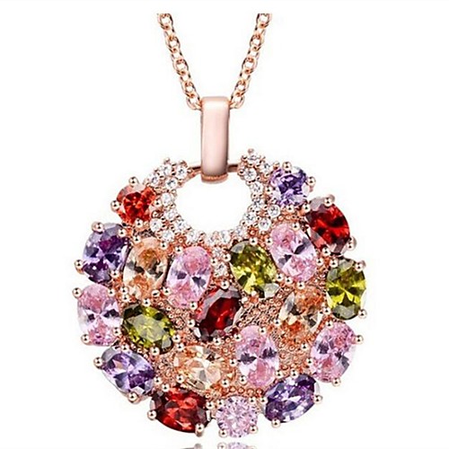 

Women's Crystal Pendant Necklace Ladies Classic Fashion Alloy Gold Necklace Jewelry For Daily