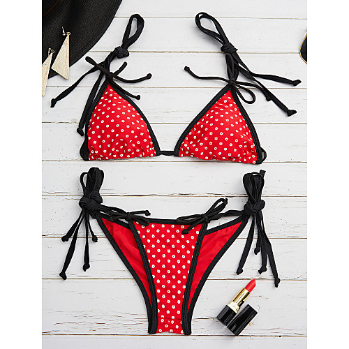 

Women's Bikini Swimsuit Red Swimwear Halter Neck Bathing Suits / 2 Pieces / 2 Pieces