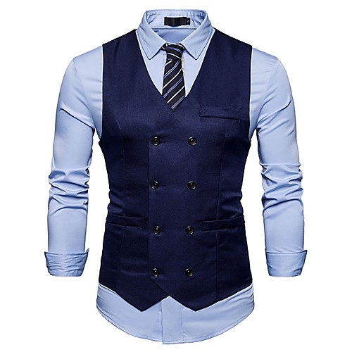 

Men's Vest Daily Work Simple Solid Colored Acrylic / Cotton / Polyester Men's Suit Blue / Wine / Khaki - V Neck / Fall / Spring / Sleeveless