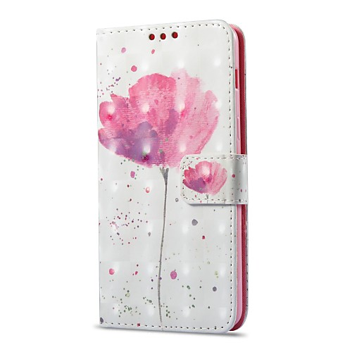 

Case For Samsung Galaxy A8 2018 / A8 2018 Card Holder / with Stand / Flip Full Body Cases Flower Hard PU Leather