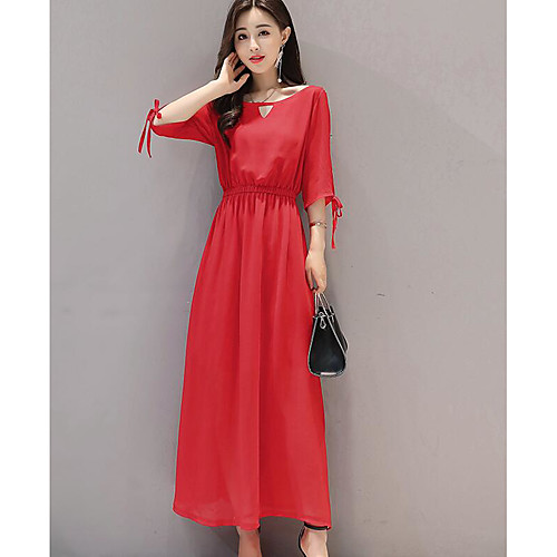 

Women's Swing Dress Short Mini Dress Green Black Red Half Sleeve Solid Colored Fall Spring Round Neck Going out S M L XL XXL 3XL / Cotton / Plus Size / Plus Size / Cotton