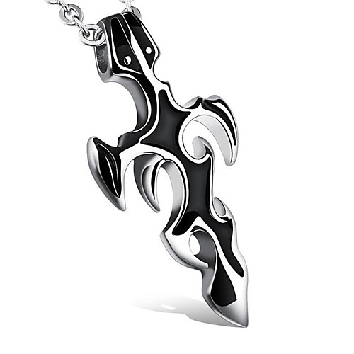 

Men's Pendant Necklace Classic Style Cross Fashion Titanium Steel Titanium Steel Black Necklace Jewelry For Daily