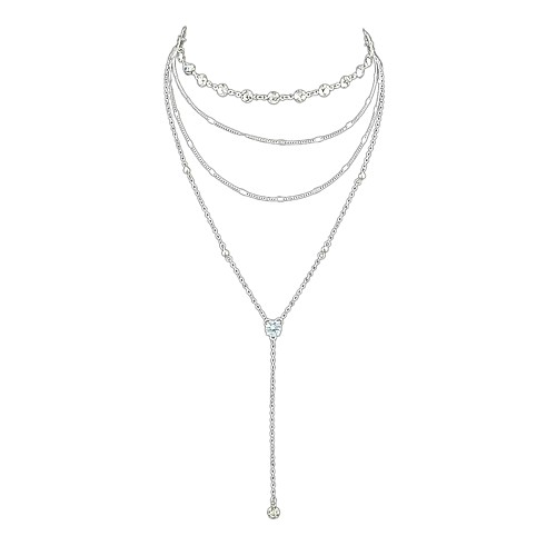 

Women's Layered Necklace Long Necklace Ladies Simple Basic Alloy Silver Gold Necklace Jewelry Two-piece Suit For Wedding Daily Masquerade Engagement Party Prom Date
