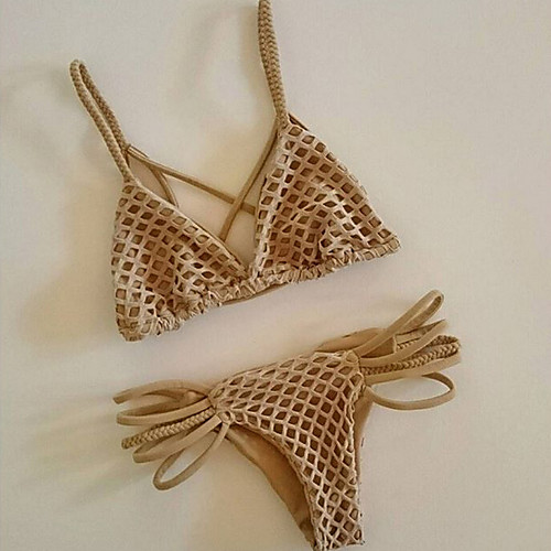 

Women's Bikini Swimsuit Brown Swimwear Strap Bathing Suits / Super Sexy