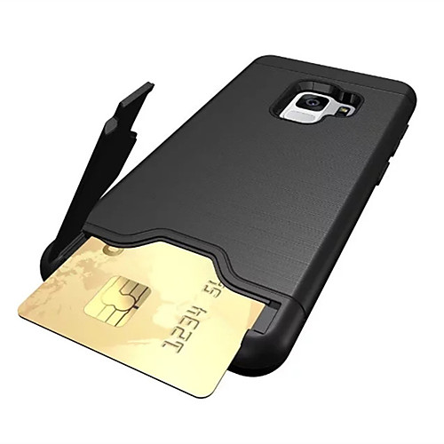 

Phone Case For Samsung Galaxy Back Cover S9 S9 Plus S8 Plus S8 S7 edge S7 Card Holder Shockproof with Stand Solid Colored Hard PC