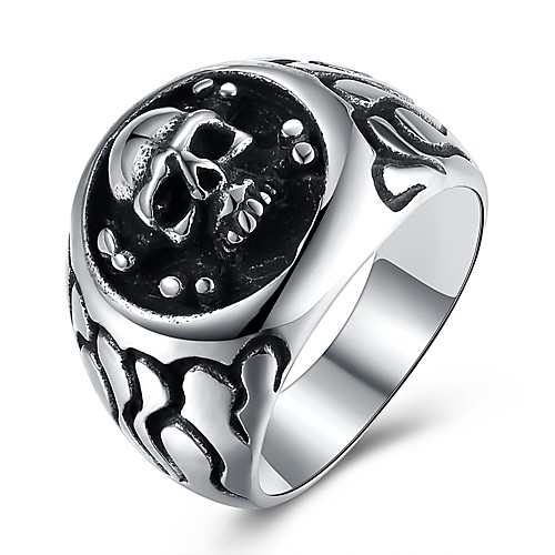 

Statement Ring Silver Stainless Steel Titanium Steel Skull Rock Hip-Hop Oversized 8 9 10 11 12 / Men's