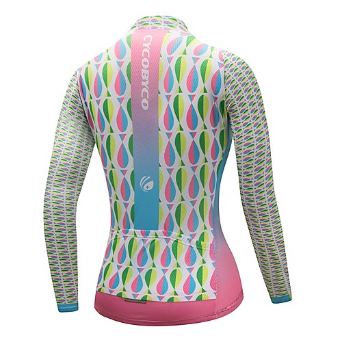 

CYCOBYCO Women's Long Sleeve Cycling Jersey Winter Summer Polyester Sky BlueWhite Plus Size Bike Sweatshirt Jersey Top Mountain Bike MTB Road Bike Cycling Quick Dry Reflective Strips Back Pocket