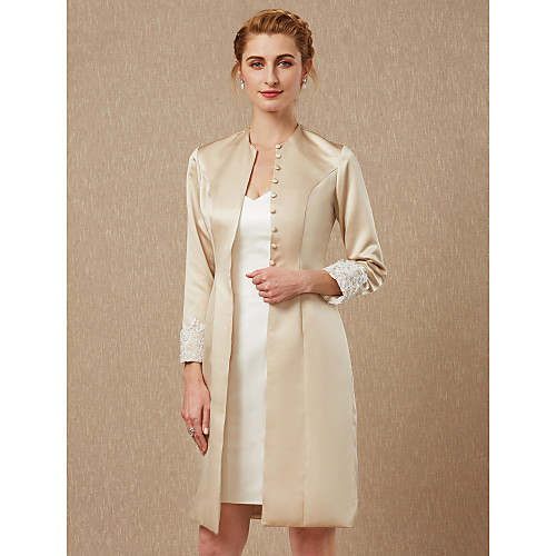 

Long Sleeve Coats / Jackets Lace / Satin Wedding / Party / Evening Women's Wrap With Appliques / Lace / Button