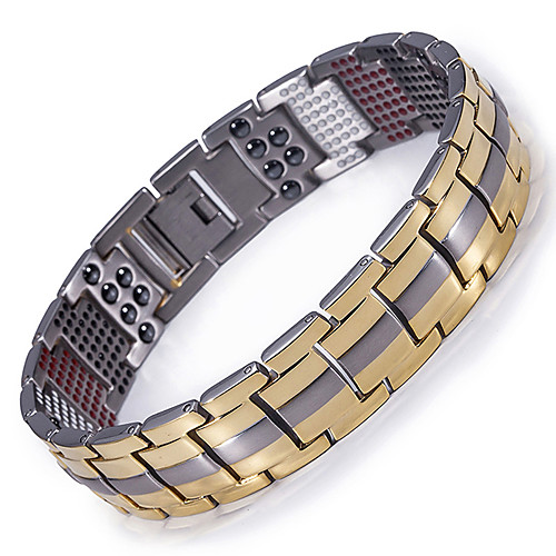 

Men's Chain Bracelet Hologram Bracelet Two tone Titanium Steel Bracelet Jewelry Silver / Gold / Black For Causal Daily