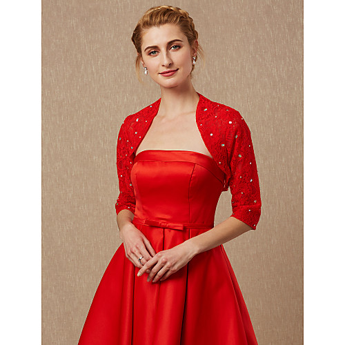 

Half Sleeve Shrugs Lace Wedding / Party / Evening Women's Wrap With Lace / Beading