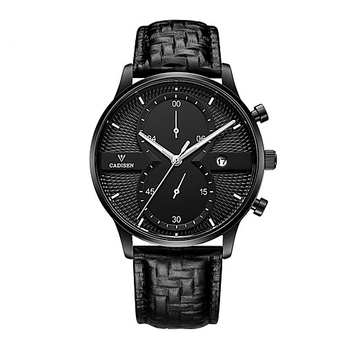 

CADISEN Men's Sport Watch Wrist Watch Analog Quartz Casual Water Resistant / Waterproof Calendar / date / day Chronograph / Two Years / Leather