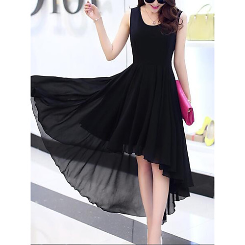 

Women's Sheath Dress Knee Length Dress Blushing Pink Black Light Blue Sleeveless Black Solid Color Layered Pleated Ruffle Spring Summer Round Neck Streetwear Going out Floral S M L XL XXL