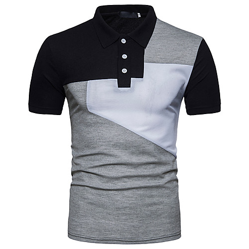 

Men's Golf Shirt Tennis Shirt Color Block Basic Short Sleeve Daily Slim Tops Active Shirt Collar White Light gray Black / Summer