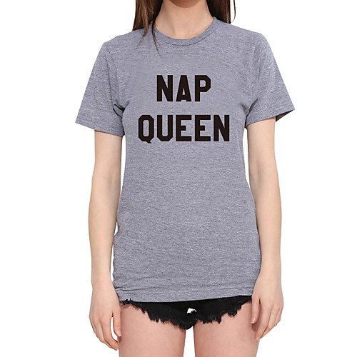 

Women's T shirt Letter Short Sleeve Daily Tops Simple White Gray