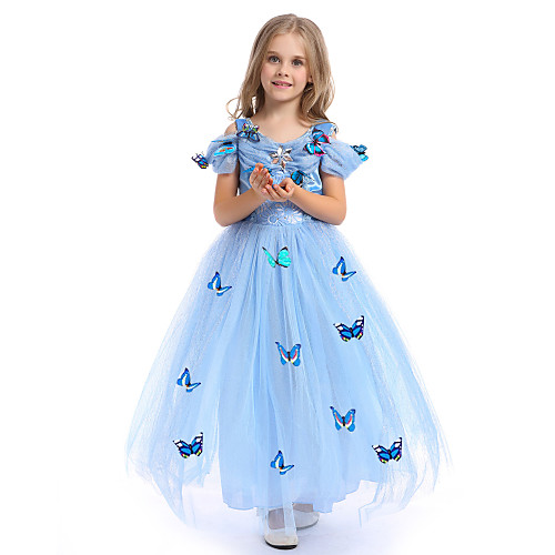 

Princess Cinderella Fairytale Dress Cosplay Costume Party Costume Girls' Movie Cosplay A-Line Slip Vacation Dress White Yellow Pink Dress Christmas Halloween Carnival Chiffon